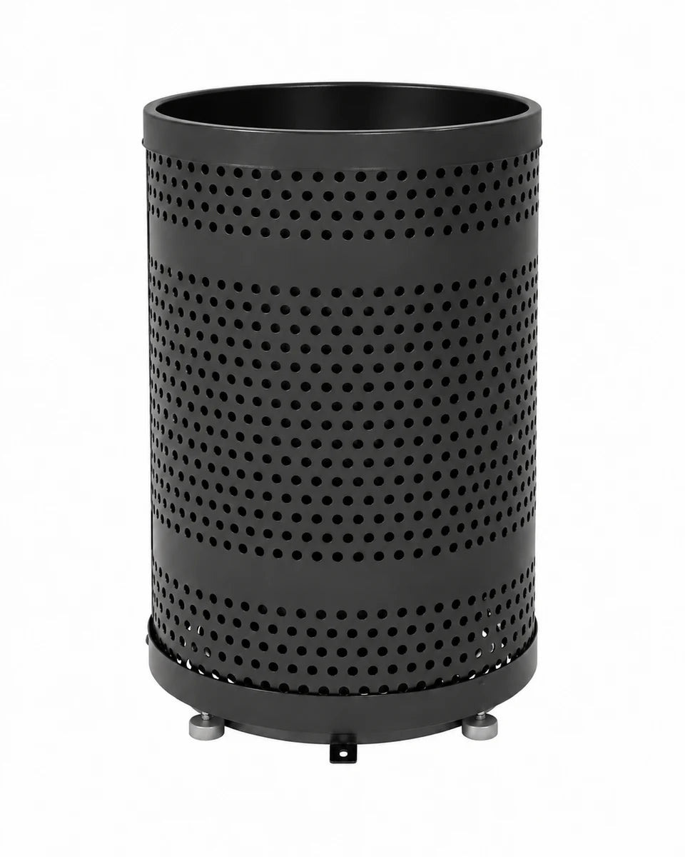 32 gallon perforated receptacle in Black, without lid.