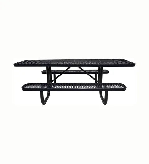 ADA 8 ft Rectangular Expanded Metal Picnic Table in black.