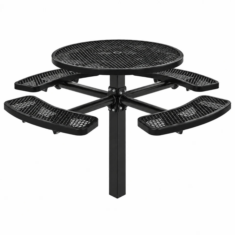 46 in round table, in-ground, in Black. Illustration.
