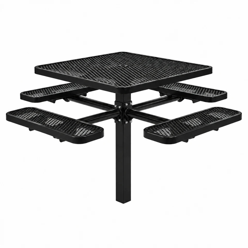 46 in square table, in-ground, in Black. Illustration.