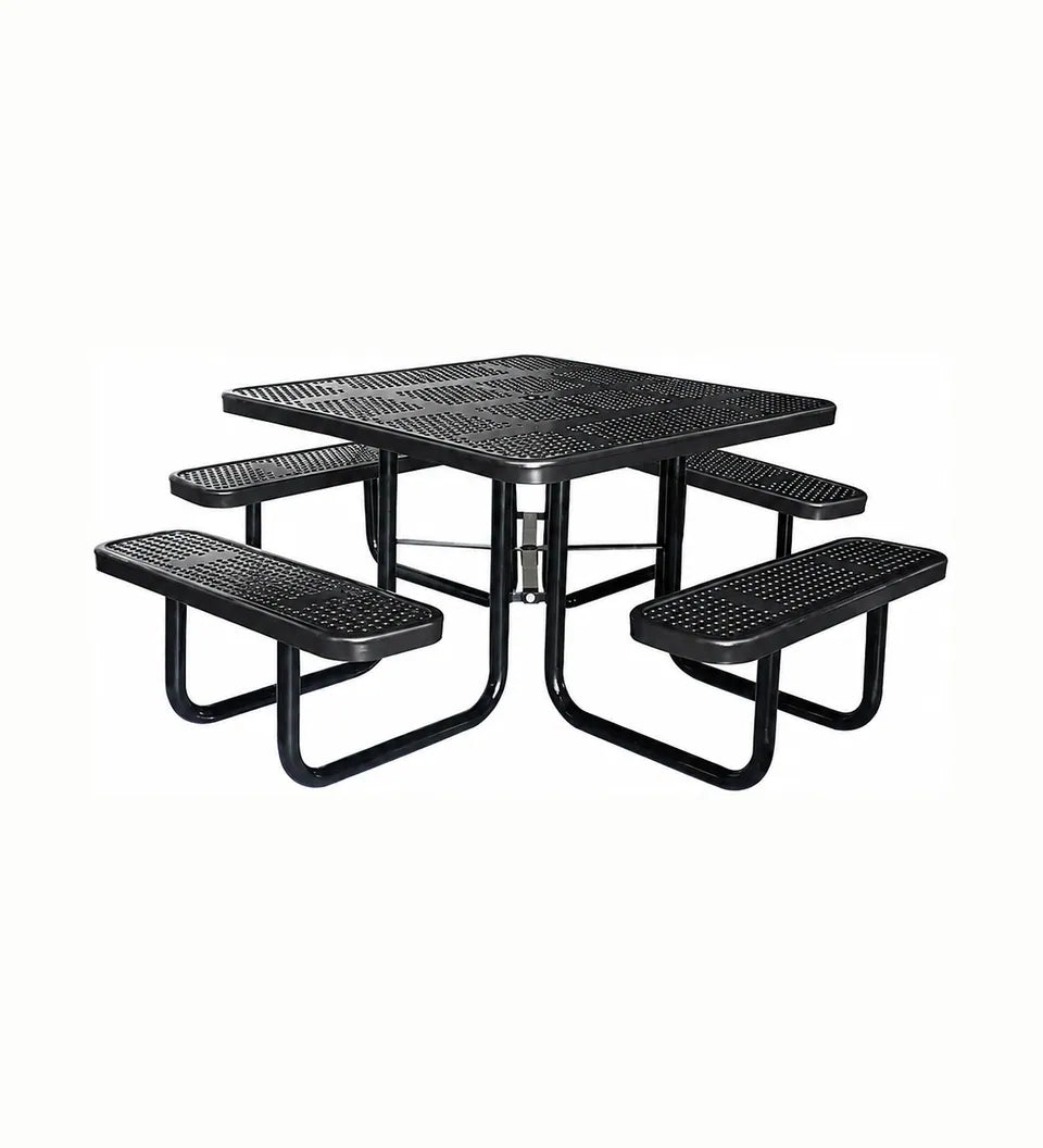 46 in Square Perforated Metal Picnic Table in black.
