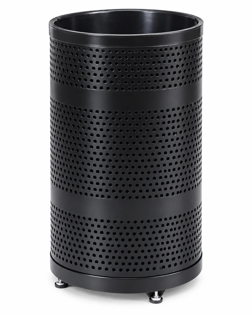 55 gallon perforated receptacle in Black, without lid.